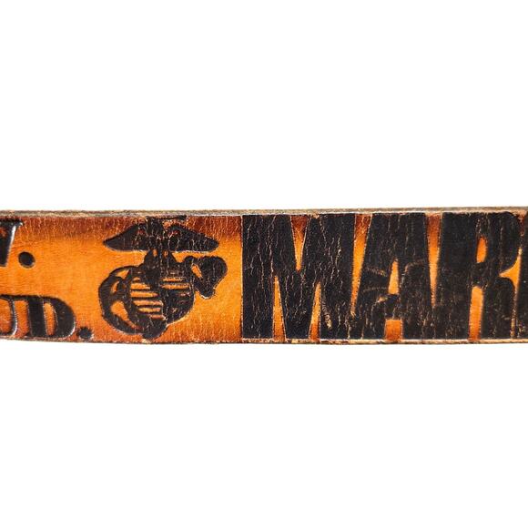 Vintage US Marine Corps The Few The Proud Commemorative Leather Tooled‎ Belt 38 - Picture 9 of 15